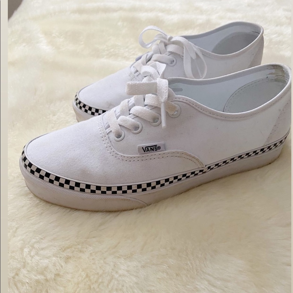 White Fox Checkered Vans